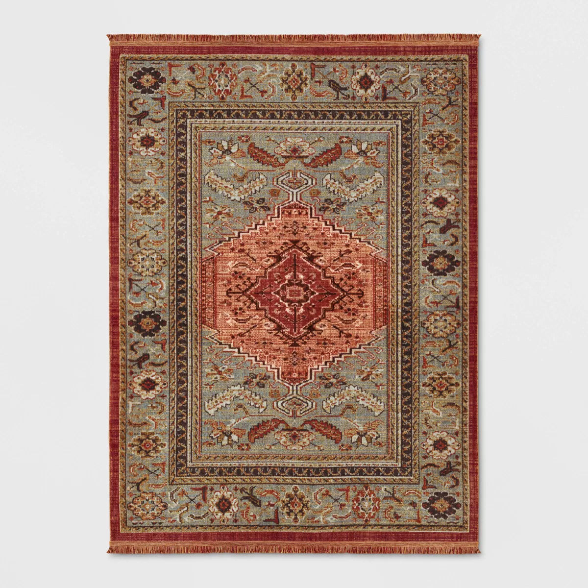 Floral Woven Rug Rust/Green 5'x7'