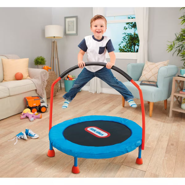 Round Easy Store Folding Trampoline - Blue/Black/Red