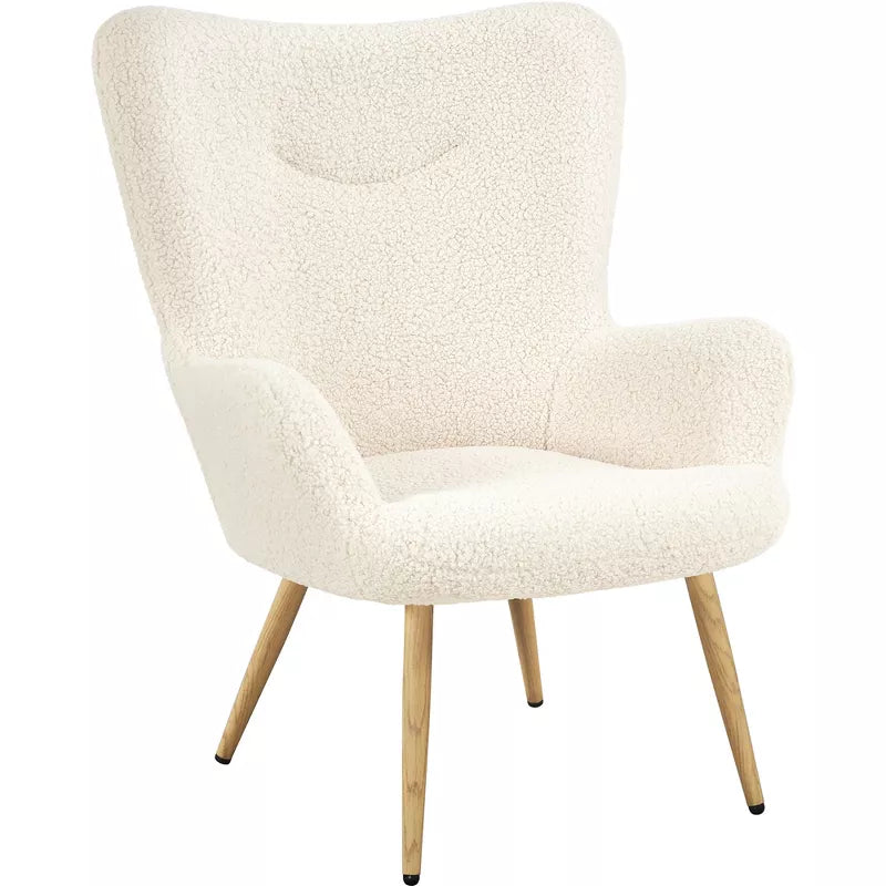 Boucle Accent Chair with Wood-tone Metal Legs