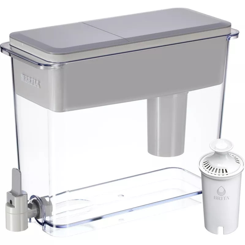 Extra Large UltraMax Filtered Water Dispenser with Filter - Gray: Water Filtration, Hand Wash, Flip-Top Lid