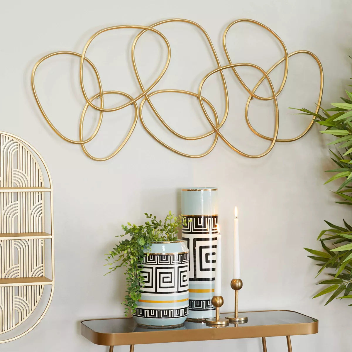 Metal Abstract Wall Decor Gold -  Contemporary Iron Artwork, Indoor Vertical Display