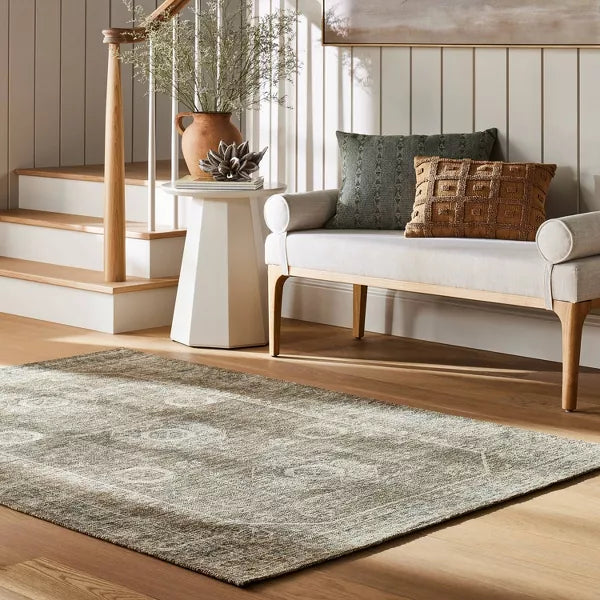 Distressed Persian Woven Area Rug Brown 5'x7'