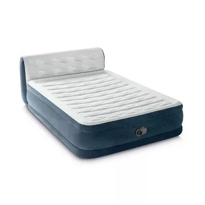 Pillow Top Air Mattress with Electric Pump and Headboard Queen