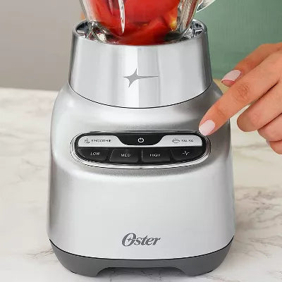 2-in-1 One Touch Blender - Stainless Steel: Glass Jar, 6 Speeds, Smoothies, Ice Crush, Dishwasher-Safe Parts