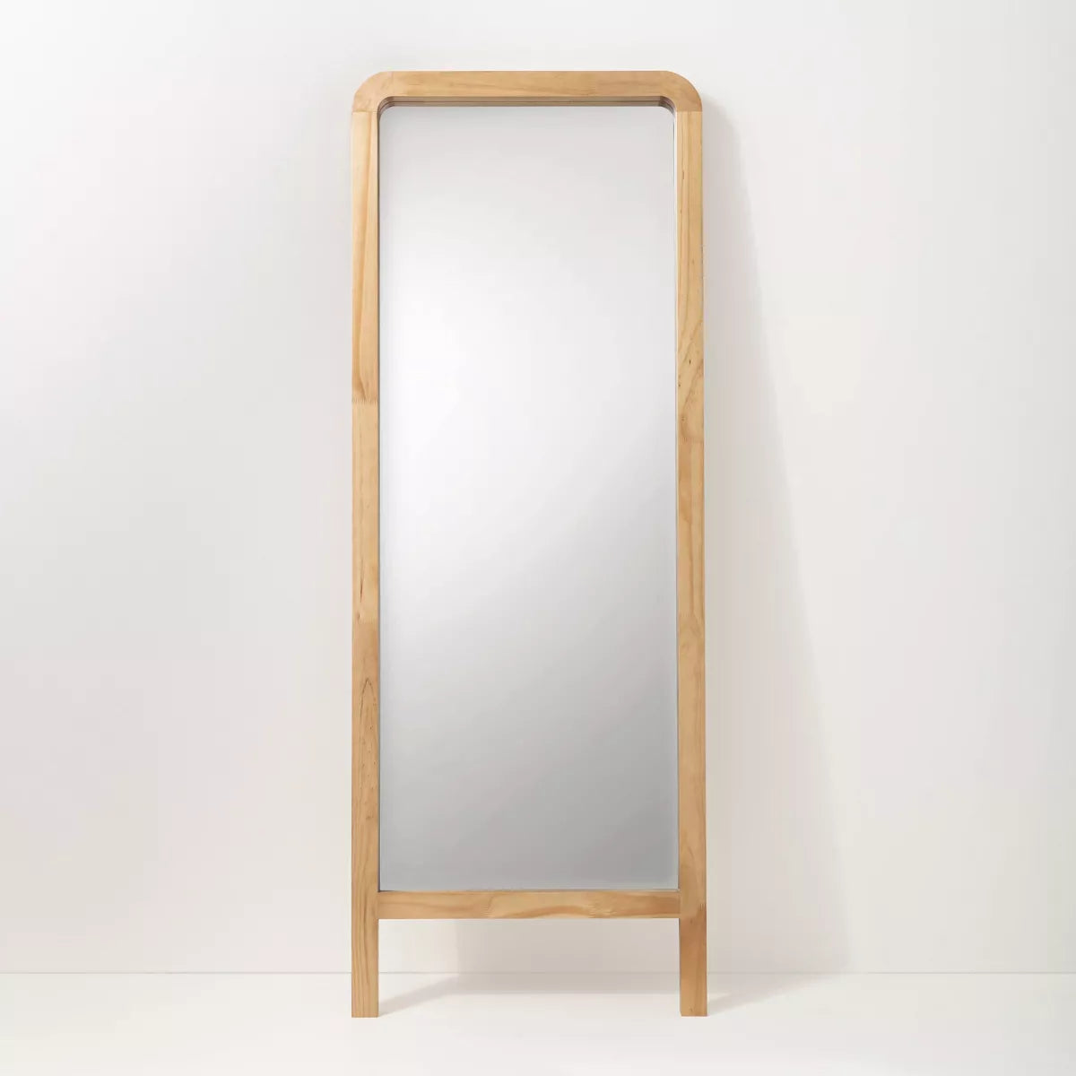 71" Standing Wood Framed Mirror Natural SHOWROOM ITEM