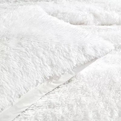 3pc Full/Queen Emma Faux Fur Comforter Set White