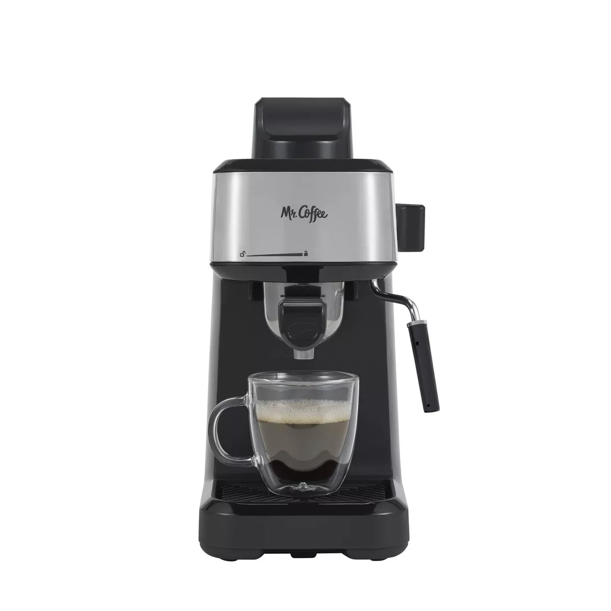 Steam Espresso Maker with Stainless Steel Frothing Pitcher Electric, 8-Cup Capacity, Black