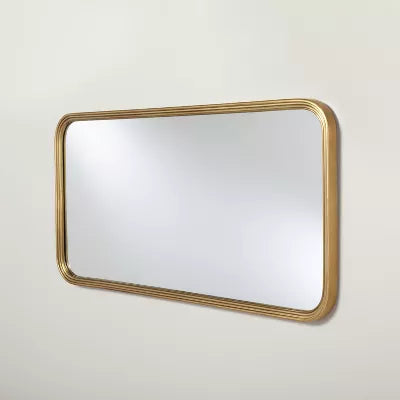 Decorative Molding Rectangular Wall Mirror Antique Brass