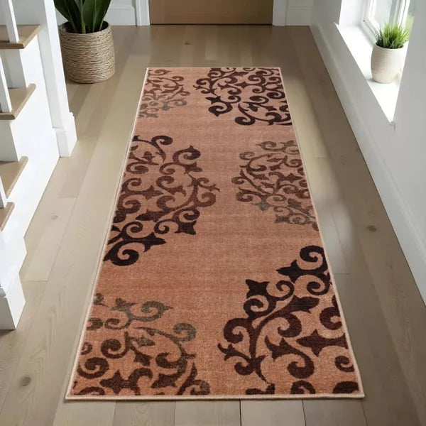 Classic Medallion Floral Scroll Non-Slip Washable Indoor Runner or Area Rug 2'7"x8'