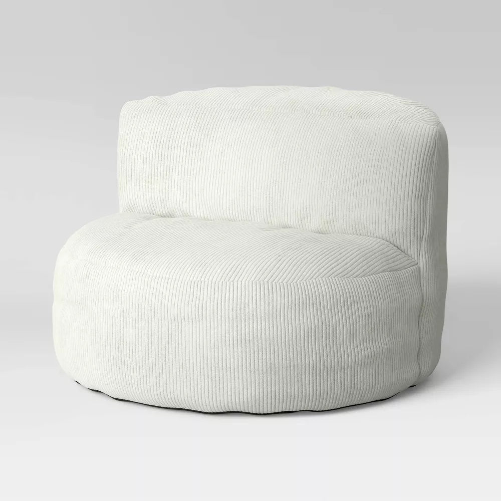 Memory Foam Filled Bean Bag Chair with Corduroy Cover Cream, final cut
