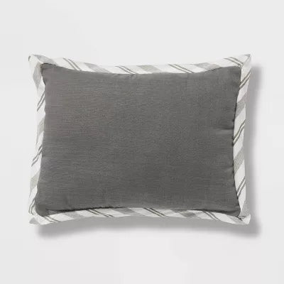 8pc Reversible Classic Stripe Comforter Set Gray/White - Queen