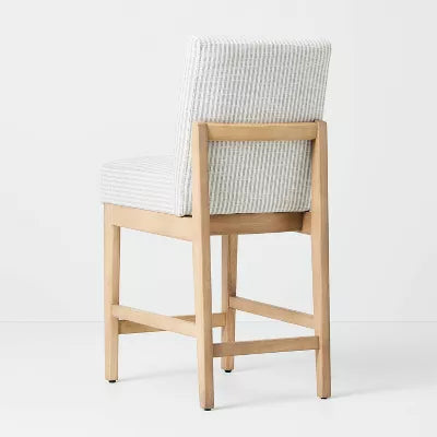 Upholstered Natural Wood Slipper Counter Stool