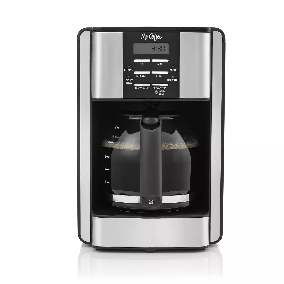12-Cup Programable Coffee Maker Black/Stainless Steel: Drip, Automatic Shut-Off, Dishwasher-Safe Parts