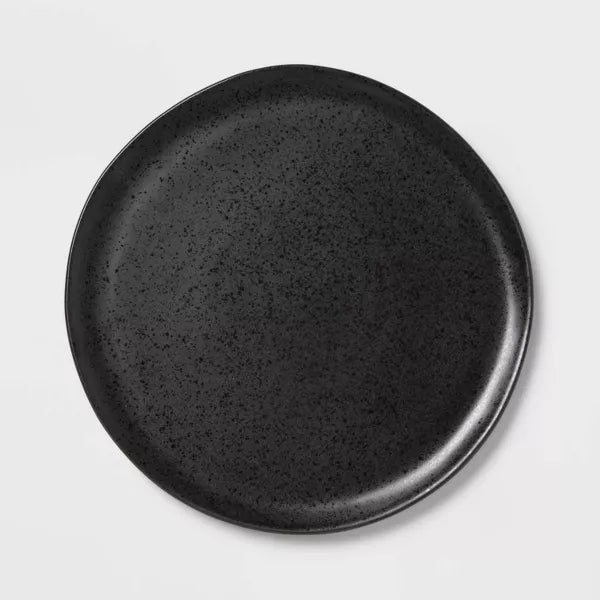 12pc Earthenware Houlton Dinnerware Set Black - Solid Plate & Bowl Dish Set, Microwave & Dishwasher Safe