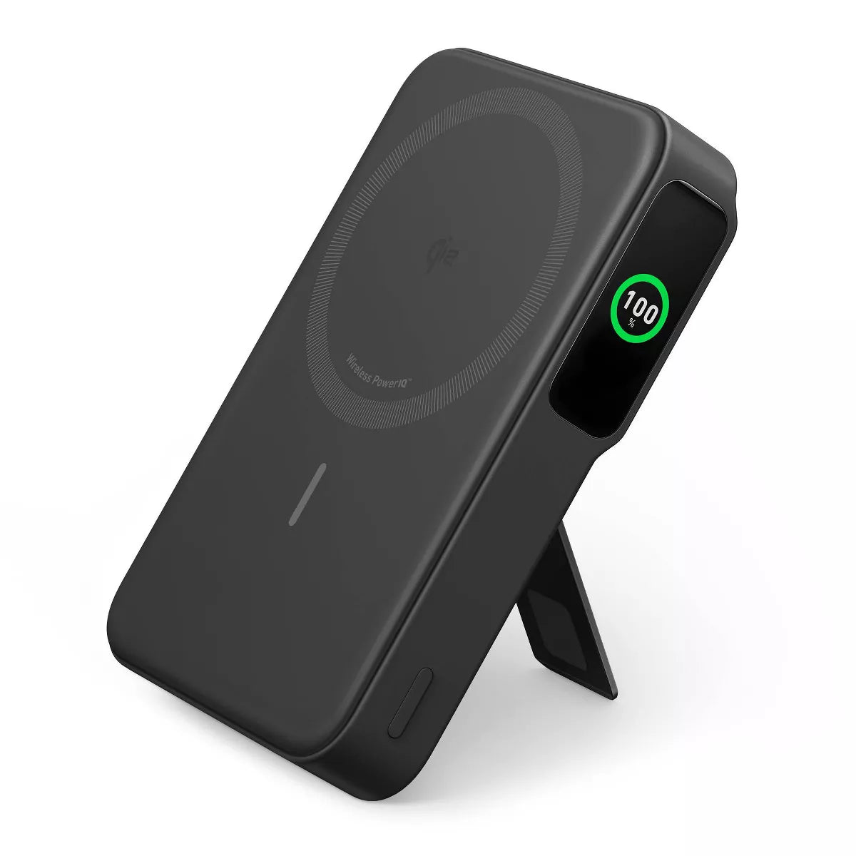 MagGo Black Power Bank with LED Screen: Compatible with iPhone 15/14/13