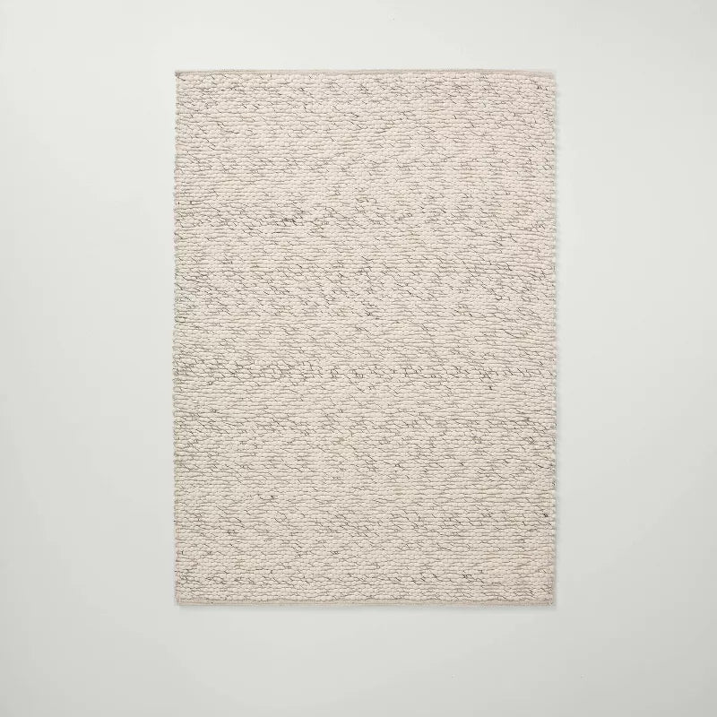 Chunky Rectangular Handmade Woven Area Rug Cream - 5'x7'