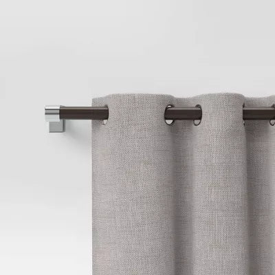 Dark Faux Wood Curtain Rod Nickel