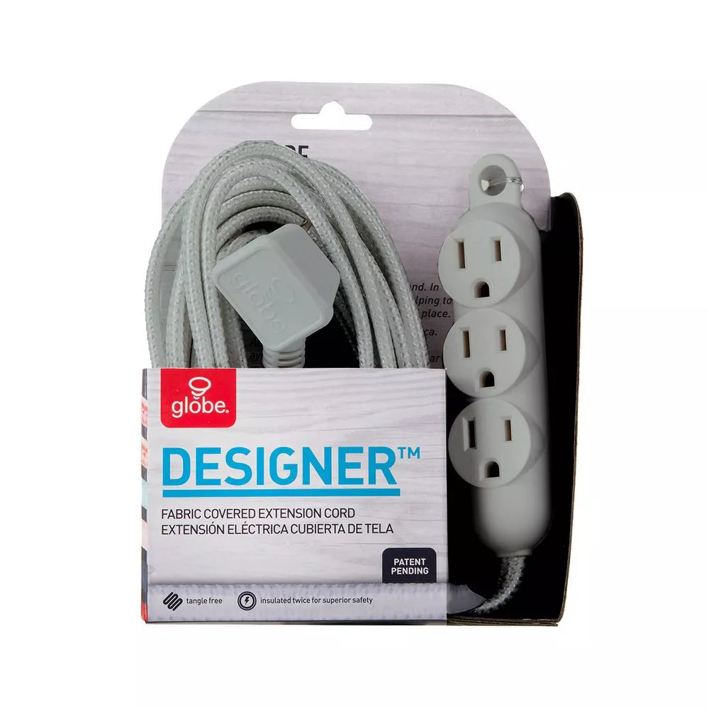 Globe Electric 12' 3 Outlet Extension Cord Sage, final cut