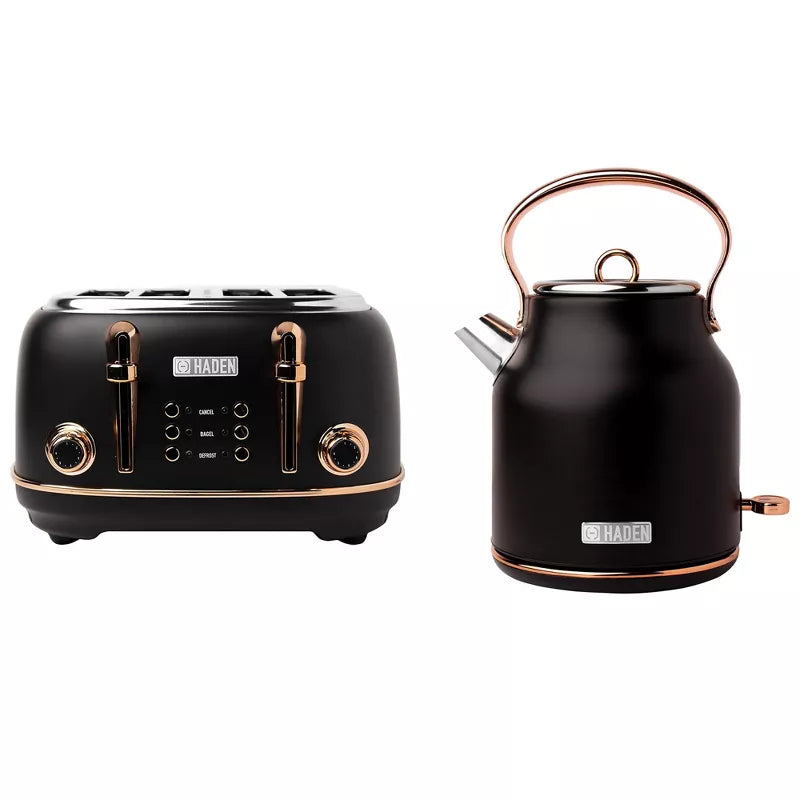 Heritage Stainless Steel Electric Water Kettle, Black & Copper