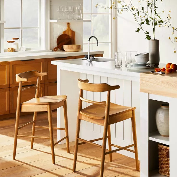 Kaysville Curved Back Wood Counter Height Barstools (Set of 2) - Threshold™ - SHOWROOM ITEM