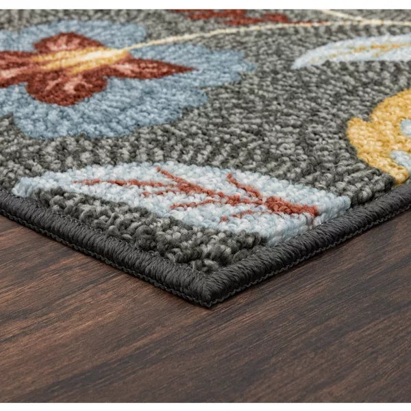 Washable Garden Floral Accent Rug Gray - 2'5" x 3'8"