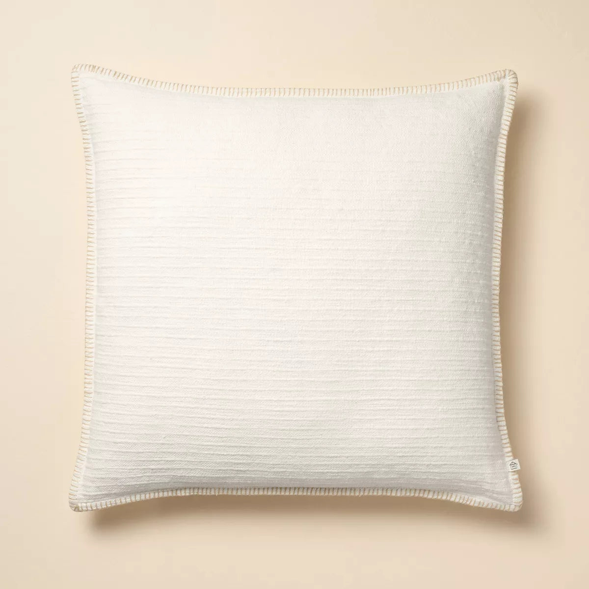 Textured Pinstripe Square Throw Pillow Cream - Set of 2