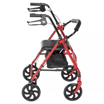4-Wheel Rollator - Fold-Up Removable Back - Red