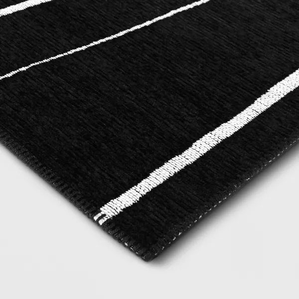 Abstract Lines Outdoor Area Rug Black 7'10"x10'