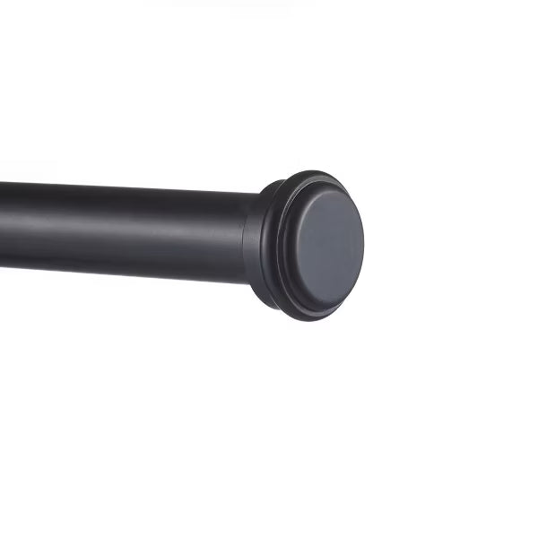 Topper Curtain Rod and Coordinating Finial Set, Matte Black
