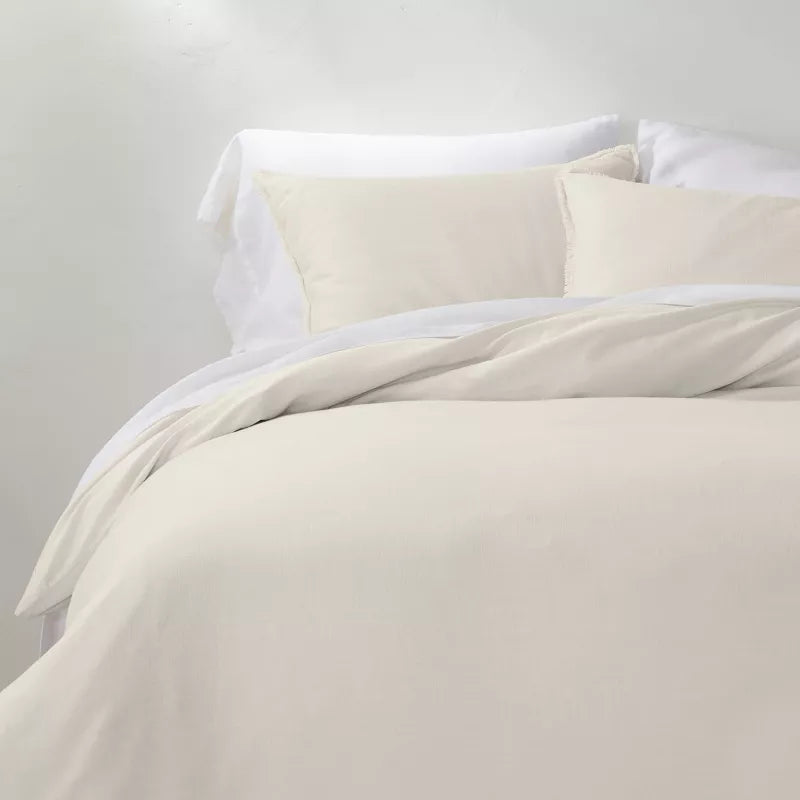 Heavyweight Linen Blend Duvet Cover & Pillow Sham Set - Full/Queen