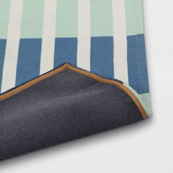 Broken Checkered Kids' Rug Green/Blue 4'x5'6"