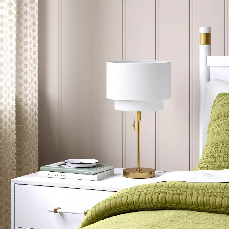 Double Shade Knurled Collection Table Lamp Gold
