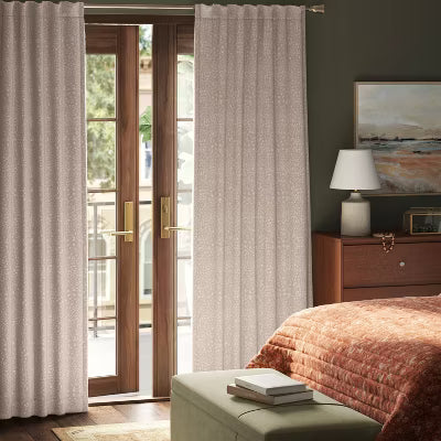 Blackout Embossed Velvet Curtain Panel Brown