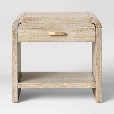 Zebrina Wood Nightstand with Drawer Natural