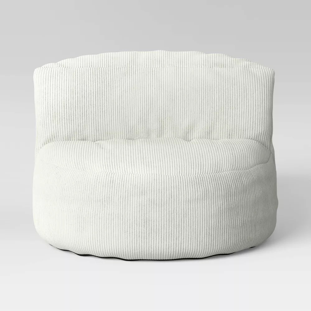 Memory Foam Filled Bean Bag Chair with Corduroy Cover Cream, final cut