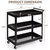 3-Tier Utility Cart Metal Mental Storage Service Trolley