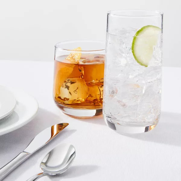 12pc Glass Shoreham Double Old Fashion and Highball Glasses Set - Drinking Glasses Set, Dishwasher-Safe