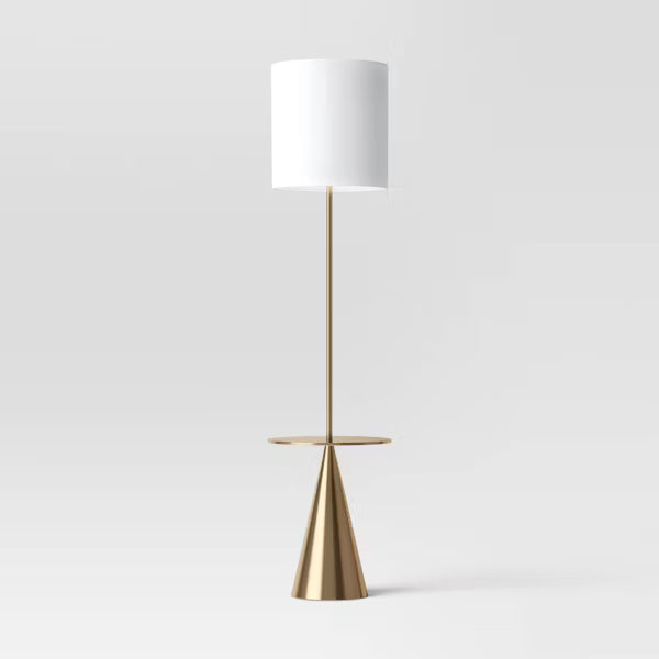 67.75"x17" Modern Floor Lamp with Table - Brass SHOWROOM ITEM