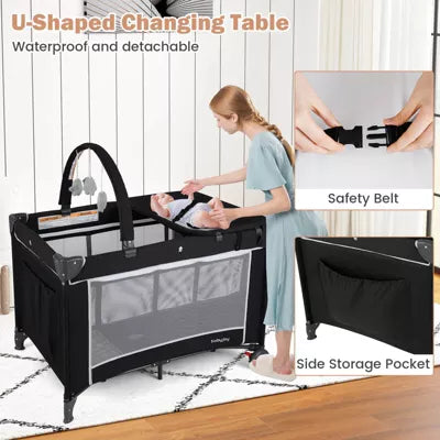 baby trend 3 in 1 playpen 3 in 1 Pack and Play with Toy Bar Diaper Changing Table with Safety Be – Salvage & Co Indy