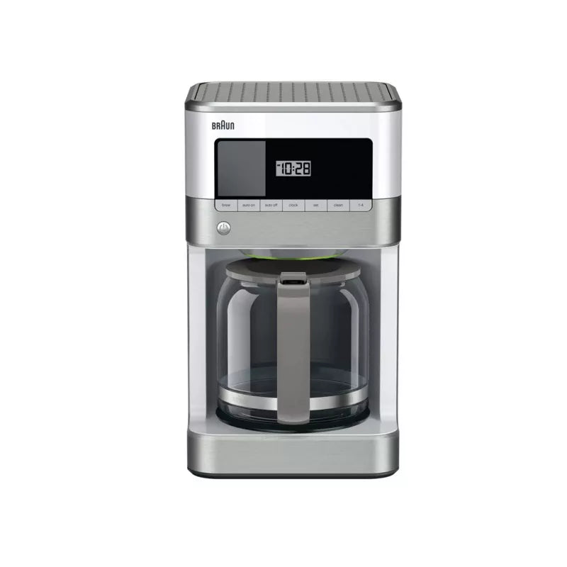 12-cup Drip Coffee Maker - Stainless Steel/White: Automatic Shut-Off, Glass Carafe