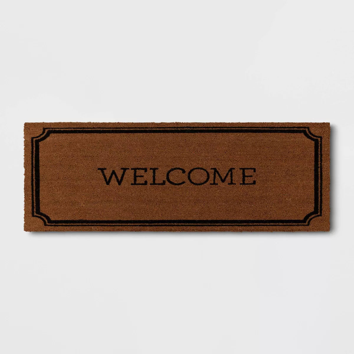 1'10"x3'11" Welcome Estate Doormat - Outdoor Coir Door Mat, Medium Pile, Black, Rectangle, Shake Clean