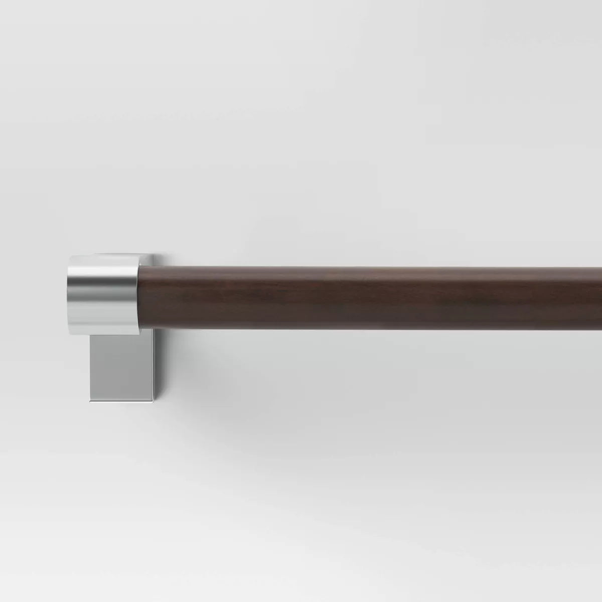 Dark Faux Wood Curtain Rod Nickel