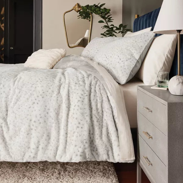 3pc Luxe Faux Fur Comforter and Sham Set - King
