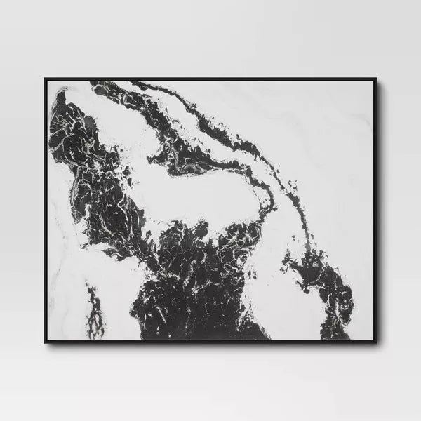 1pk Marble Framed Printed Canvases Black/Tan