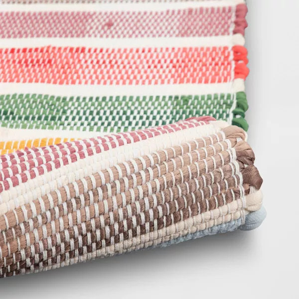 4'x5'6" Check Striped Chindi Handwoven Area Rug