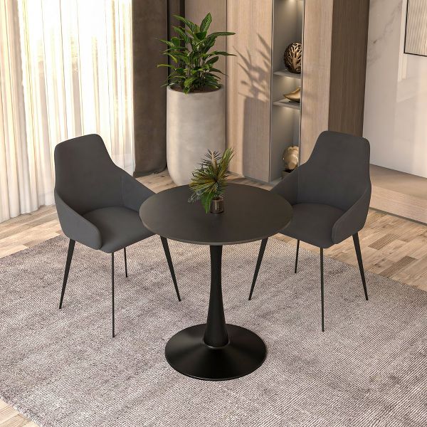 Bristol Round Dining Table Sturdy Steel Black Pedestal Base