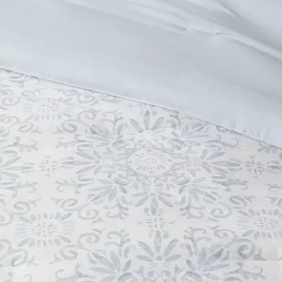 7pc Medallion Comforter Bedding Set with Sheets Blue - King