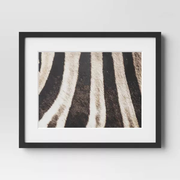 2pc Zebra Close up Glass Framed Wall Posters: Modern Animal Photography Prints
