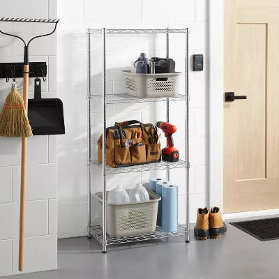 4 Tier Wire Shelving Chrome