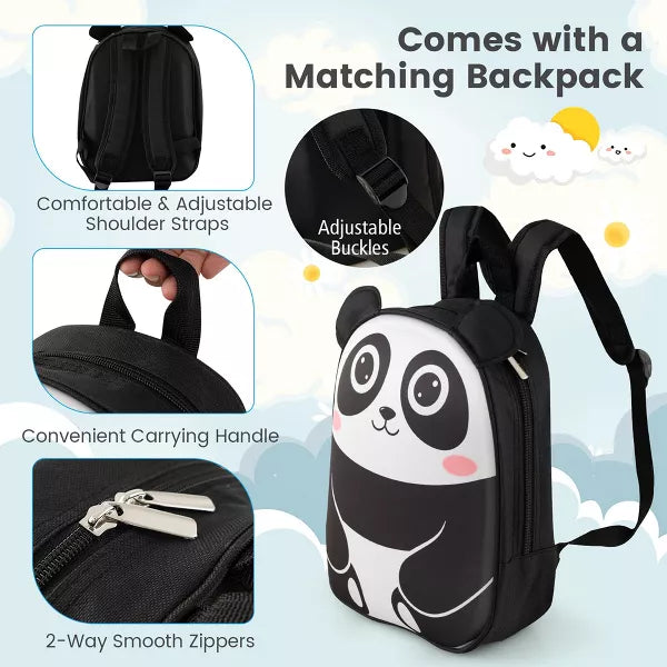 2PCS Kids Carry On Luggage Set 16'' Owl Rolling Suitcase with 12'' Backpack Travel Pink/White/Yellow